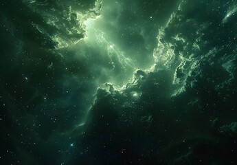 Wall Mural - Epic Green Nebula in Deep Space