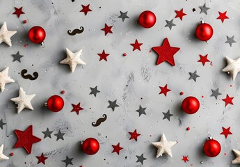 Sticker - Christmas Ornament Stars Flat Lay Background