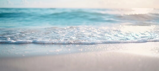 Sticker - Sparkling Ocean Waves on White Sand Beach