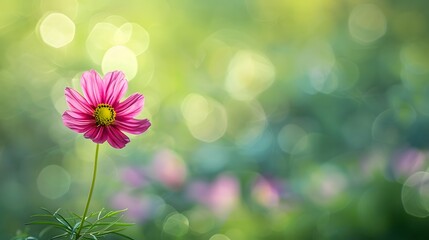 Poster - Single Cosmos Flower with Bokeh Background