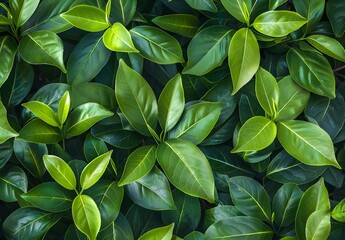 Sticker - Lush Green Tea Tree Leaves Background