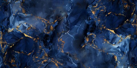 Sticker - Abstract Blue Marble with Golden Veins