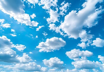 Poster - Stunning Blue Sky with White Clouds - Wide Angle Photography