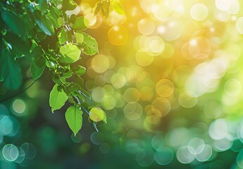 Wall Mural - abstract green bokeh nature background