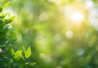 Canvas Print - Blurred Green Nature Background with Bokeh