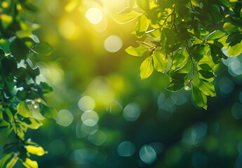 Wall Mural - abstract green bokeh nature background