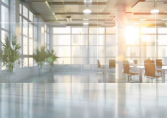 Wall Mural - blurred office interior background with glass windows