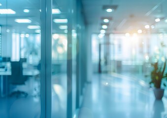 Wall Mural - blurred office interior background with glass windows