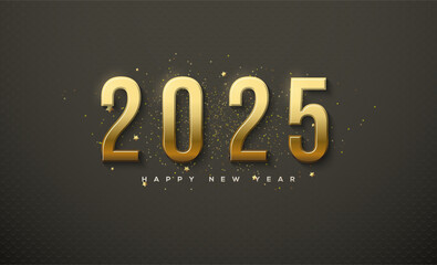 Wall Mural - New year event design 2025. With luxurious and elegant gold numbers. Premium vector design for banners, posters, newsletters and other purposes.