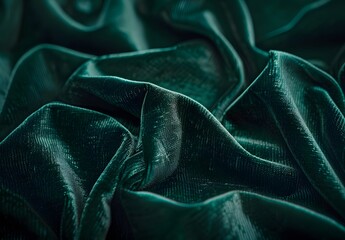 Canvas Print - Close-up of Deep Green Velvet Fabric Texture