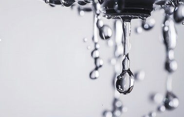 Wall Mural - Water Droplet Hanging from Faucet Close-up