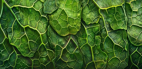 Wall Mural - Hyperrealistic Green Leaf Texture Macro