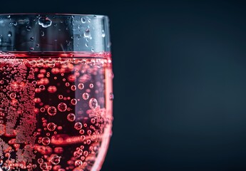 Canvas Print - Close Up Pink Sparkling Water in Glass