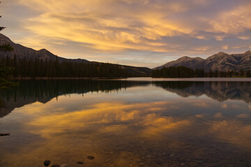 Wall Mural - A Beautiful Sunset at Lac Beauvert