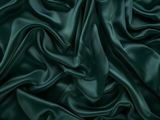 Poster - Dark Green Silk Satin Fabric Texture Background