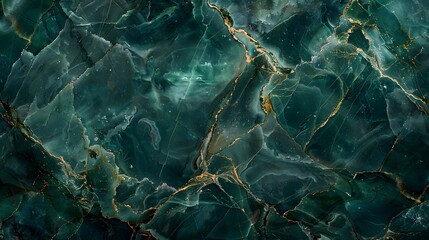 Sticker - Emerald Green Marble Texture with Gold Veins