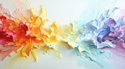 Wall Mural - A painting of a rainbow with a splash of color