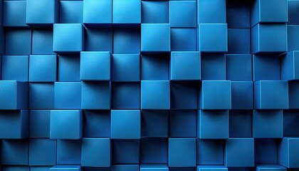 Wall Mural - Abstract 3d render, blue geometric background 