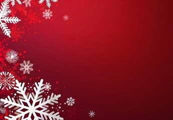 Poster - Red Christmas Background with Snowflakes