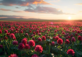 Sticker - Stunning Sunset Over Red Clover Field