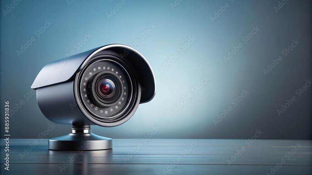 Spying camera hidden on a solid background, following the rule of thirds, surveillance, hidden