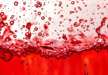 Canvas Print - Red Liquid with Bubbles, Macro Photography