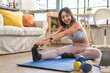 © Art_Photo - Portrait of sport slim fit strength asian woman training in sportswear relax and practicing yoga, fitness, exercise, wellness, workout, sport at home.Diet concept.Fitness and healthy lifestyle