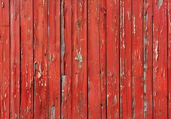 Wall Mural - Red Wooden Plank Wall With Peeling Paint Texture