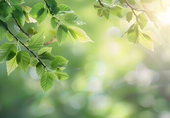 Wall Mural - spring green leaves blurred natural background wallpaper