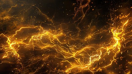Wall Mural - experience the awe-inspiring display of vibrant golden lightning energy pulsating against the dynami