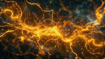 Wall Mural - explore the depths of consciousness as vibrant golden lightning energy courses through the dynamic b
