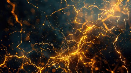Wall Mural - explore the depths of the mind as vibrant golden lightning energy crackles and arcs across the dynam