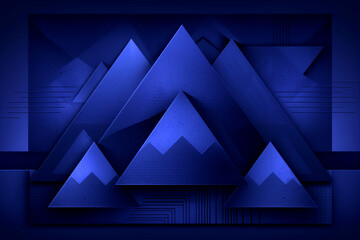 A blue mountain range with three peaks. The mountains are made of paper and are arranged in a triangular formation