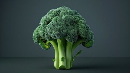 Poster - Single Broccoli on a Gray Background