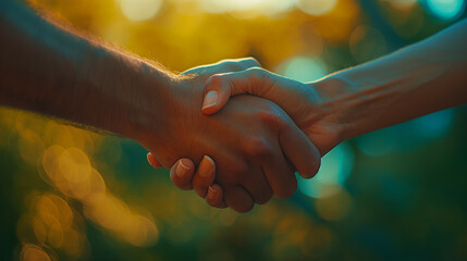 Close Up Of Hands Shaking In Front Of Bokeh Background During Sunset