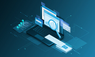 Wall Mural - laptop background image technology graph business analysis finance marketing