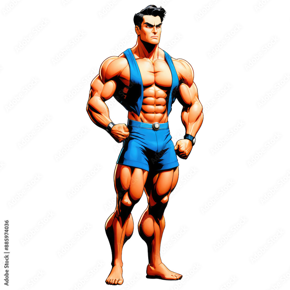 Strength Buff Strong Man Flexing Cartoon PNG, Male Bodybuilder Character Illustration ...