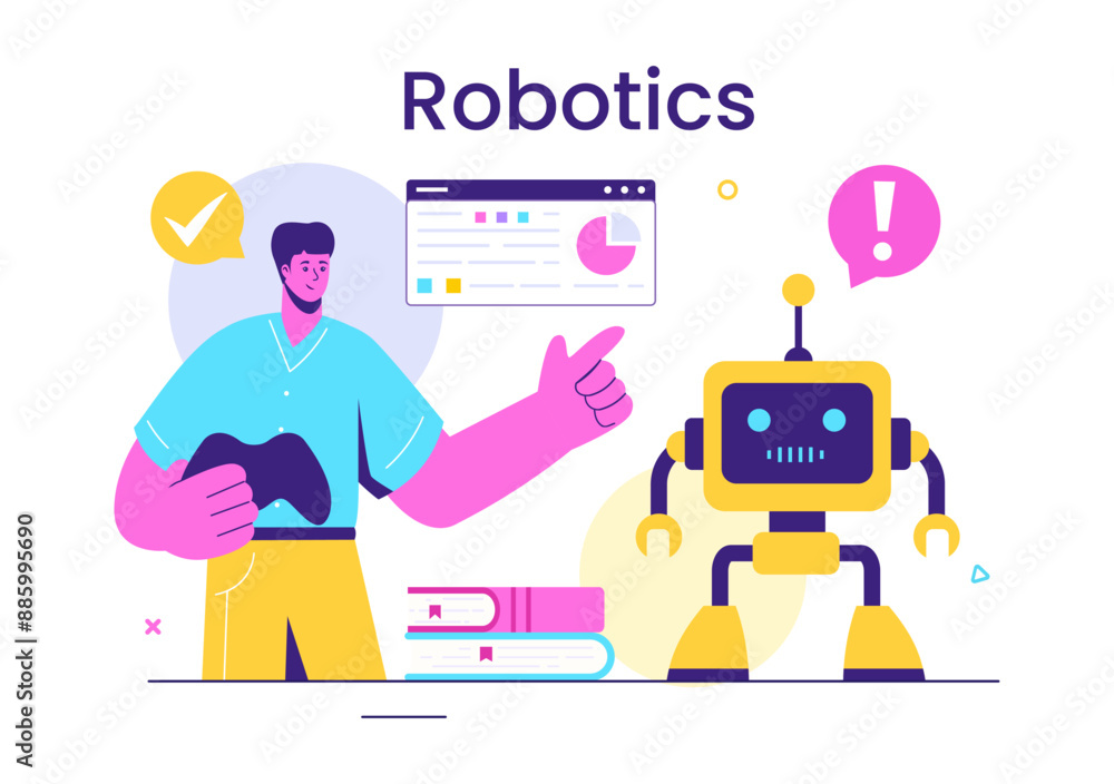 Robotics Vector Illustration of Artificial Intelligence Robots ...