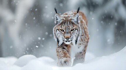 Wall Mural - Lynx in the snow: Winter wildlife in Europe