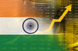 © manassanant - India flag with stock market finance, economy trend graph digital technology.