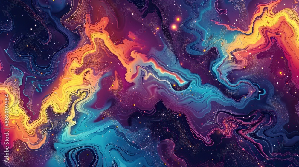 Iridescent wallpaper flat design top view fantasy theme cartoon drawing ...