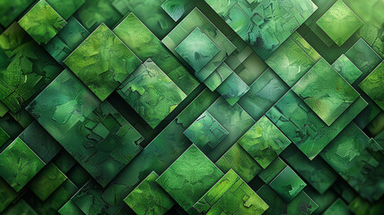 Wall Mural - background green rectangles, texture full screen