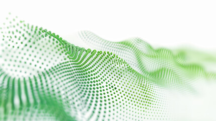 This image showcases an abstract design composed of green dot particles set against a white background. Generative AI