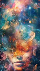 Wall Mural - background with space and face