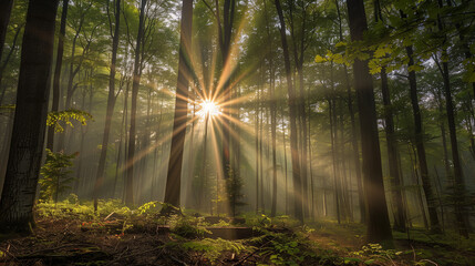 Wall Mural - The sunlight comes out of the trees