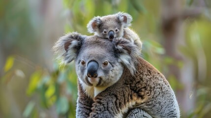 Wall Mural - Mother koala with baby on her back