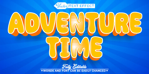 Wall Mural - Cartoon Adventure Time Vector Editable Text Effect Template