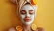 © Surasak-Art - Woman with brightening face mask and serene expression, spa healthy skin, glow enhancing treatment