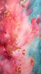 Wall Mural - a watercolor painting of a pink and orange watercolor background.