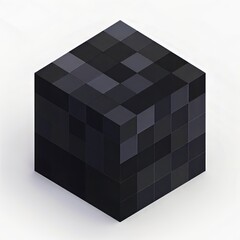 Poster - 3D illustration of a dark cube constructed from smaller offset cubes